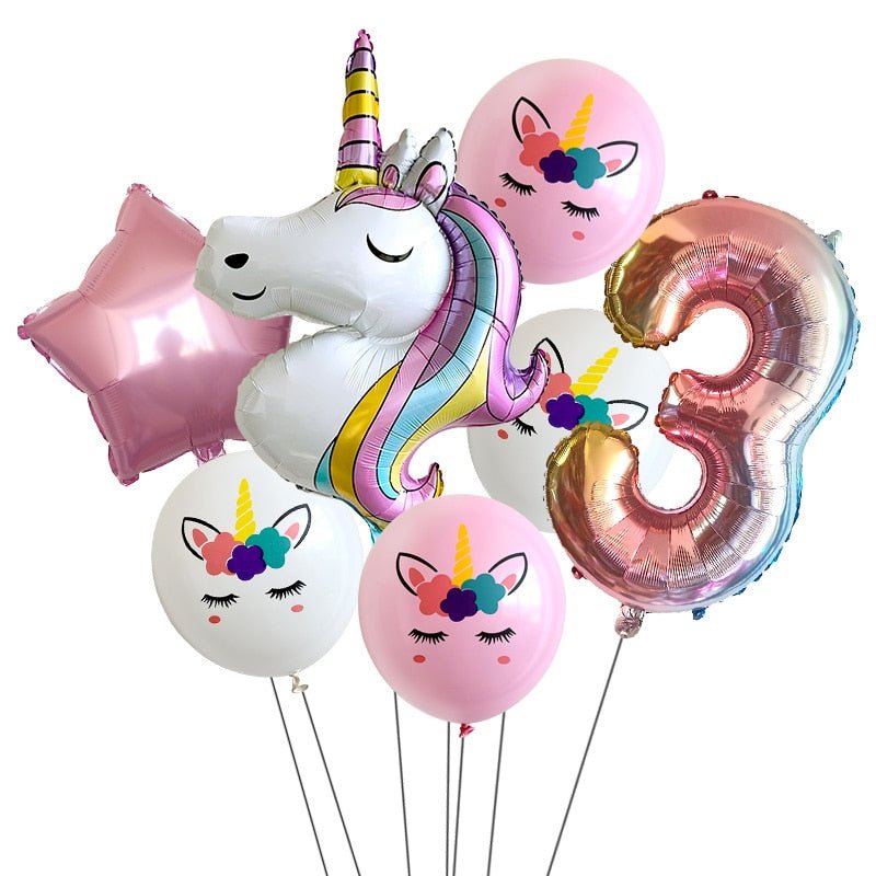 Globos Unicornio Cumpleaños 3 Años - Princesa Unicornio
