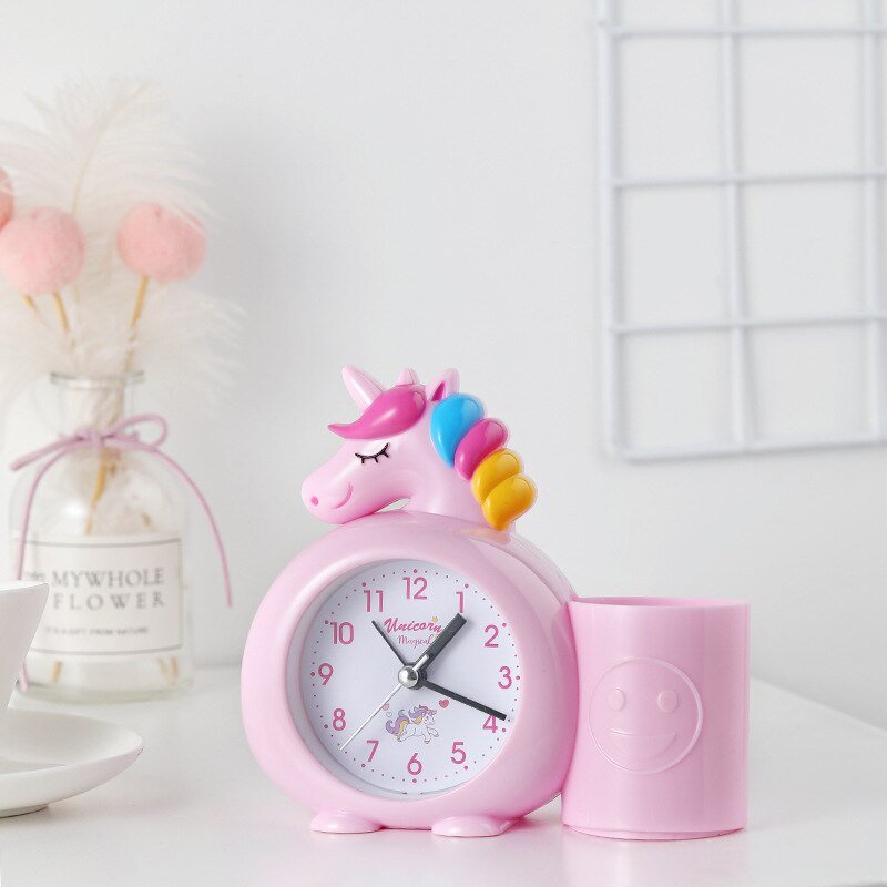 despertador infantil,Reloj despertador de unicornio rosa para