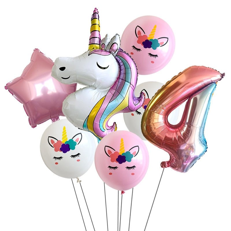 Globos Unicornio Cumpleaños 4 Años - Princesa Unicornio