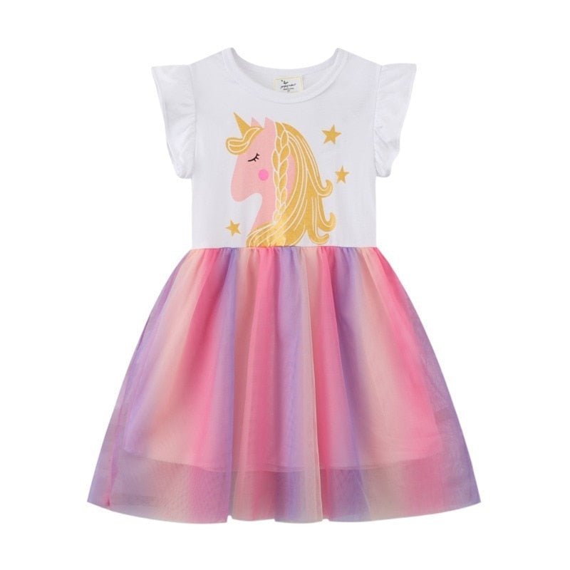 Vestido Unicornio Niña - Vestido Princesa con Diadema Rainbow Pink