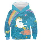 Sudadera Unicornio Capucha Azul